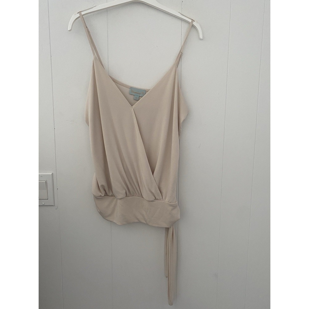 Veronica M Neutral Draped Wrap Style Camisole Side Tie Top Size XS